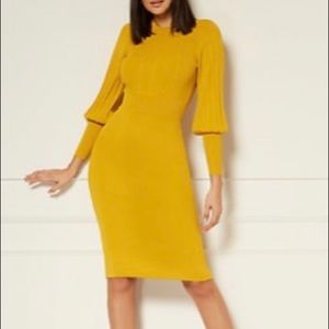 NWT New York & Company Sweater Dress in Mustard
